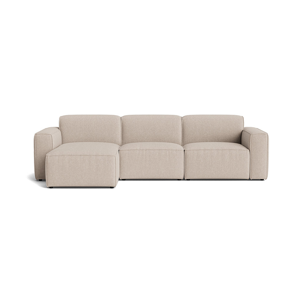 Element modulsofa til 3 personer med chaiselong og moderne design i neutrale farver.