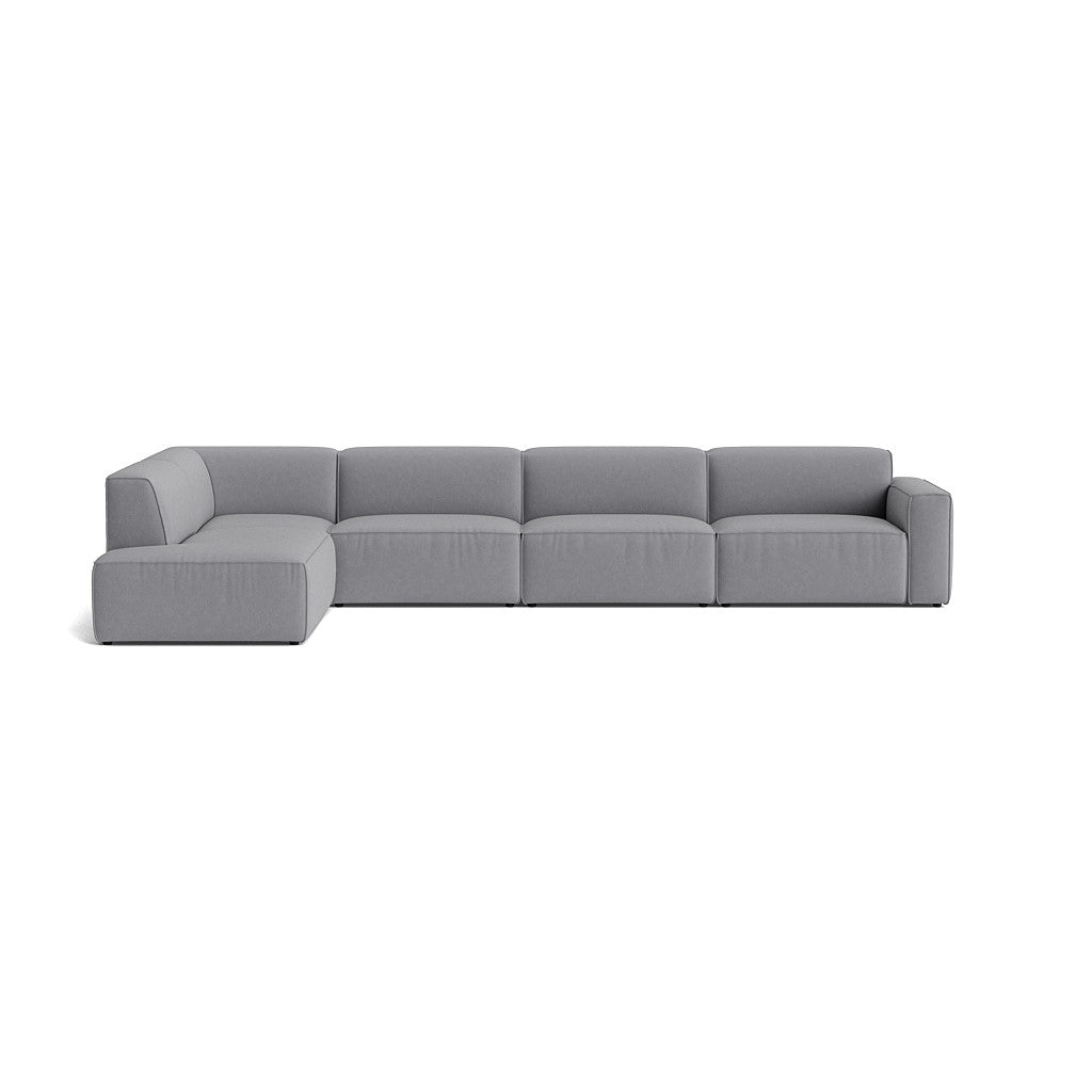 Element Roomy modulsofa til 4 personer, moderne grå hjørnesofa med open end, ideel til store rum.