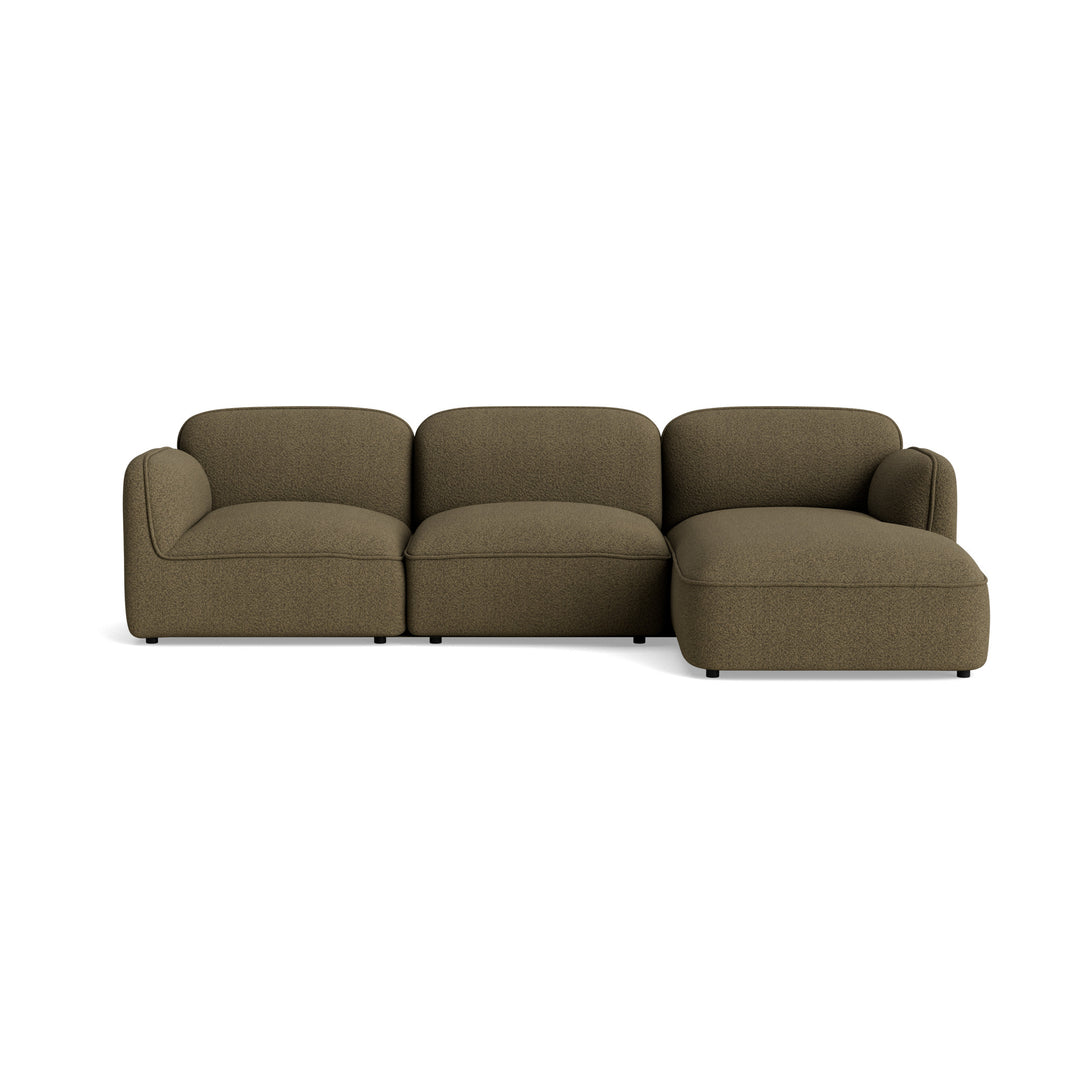 Ease 3 personers chaiselong sofa i grønt Boucle 500 stof 