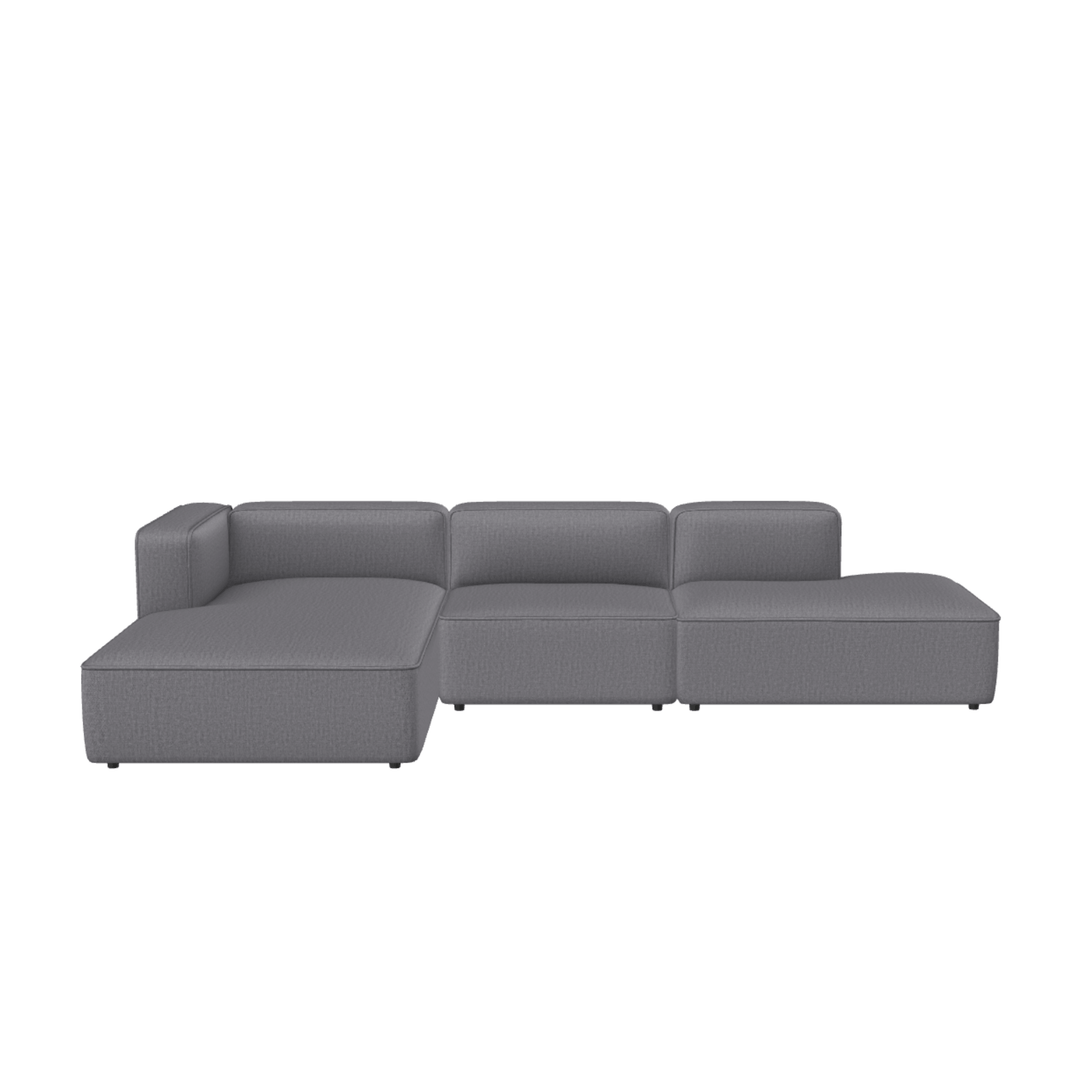 Grå modulsofa med chaiselong og open end, produceret i Europa med dansk design.